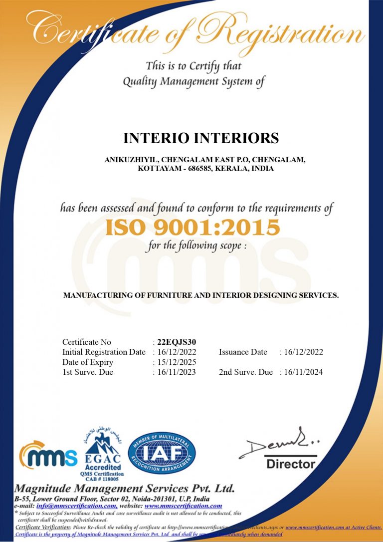 Best Interior Design Company in kottayam certification