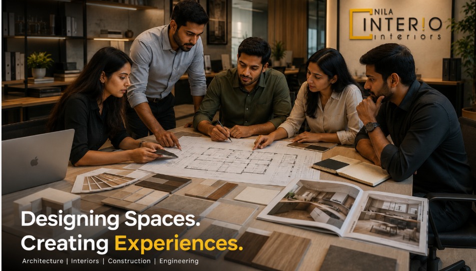 The Interio Interiors team in Kottayam — designers, architects, and craftsmen behind every project.